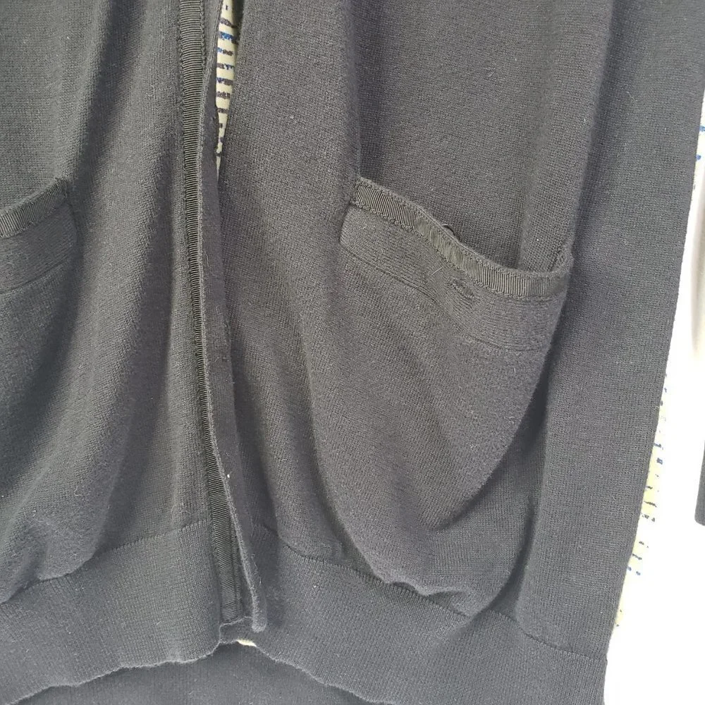 Saks 5th Avenue Black Label Sweater Cardigan Ombre Satin Back Snakeskin‎ M